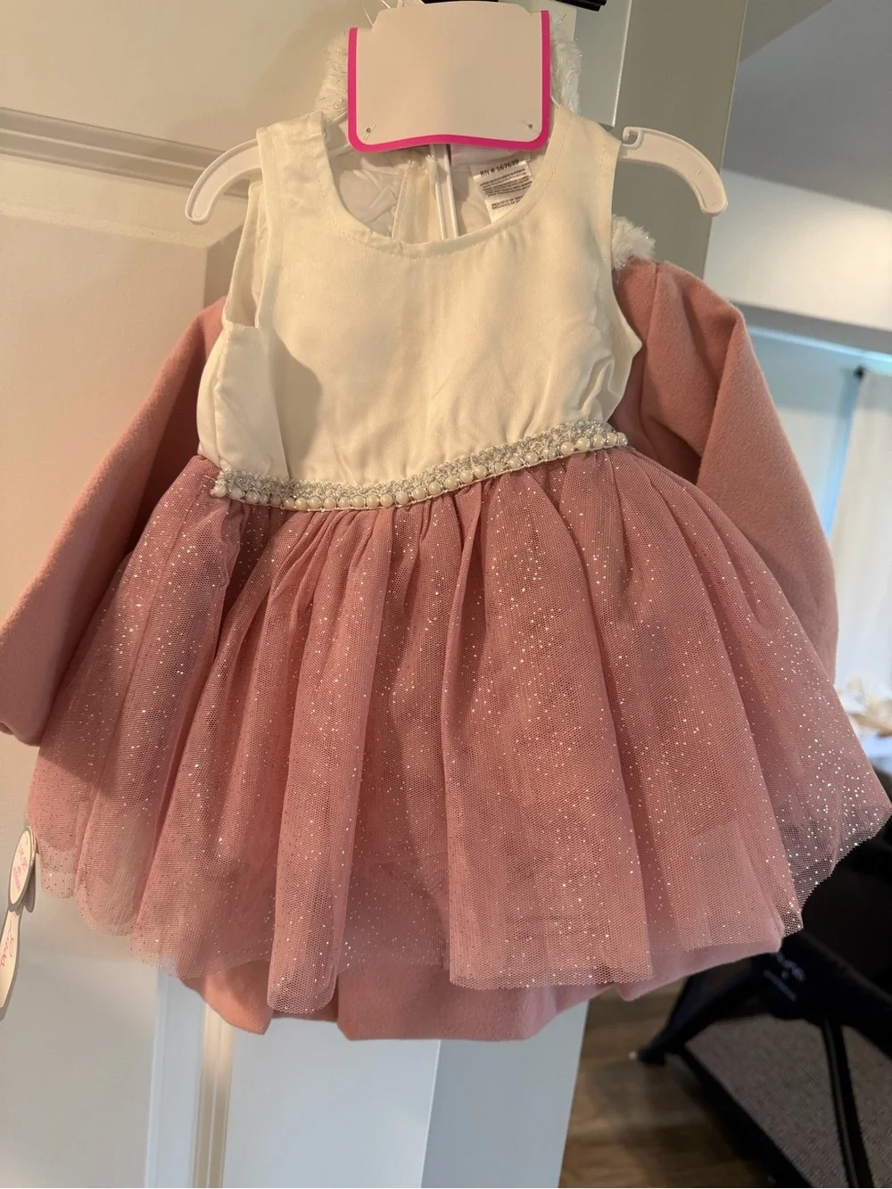 Little Lass Pink Coat Set with Faux Fur Collar - Picture 4 of 6
